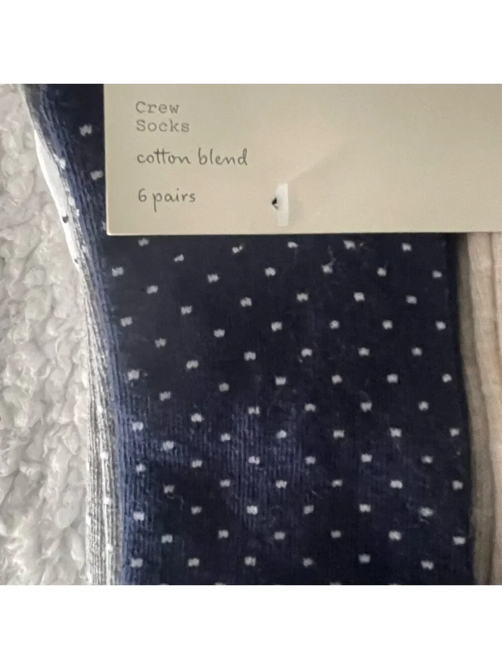 A New Day Navy and Beige Crew Socks 2 Sets of 6 (12 pairs)